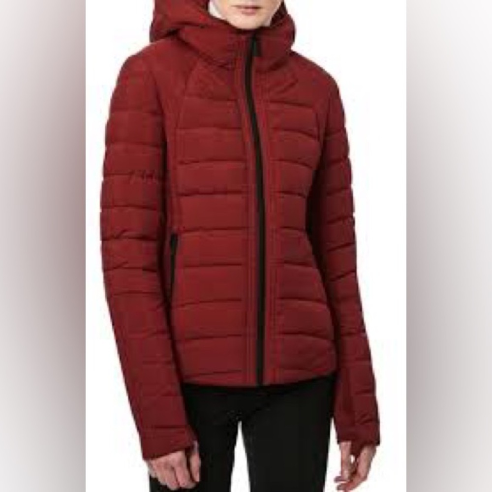 Bernardo Quilted Water Resistant Lightweight Puffer Jacket Red Sangria Large EUC